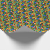 Papier Cadeau les années 70 Retro Floral Green - Retro moderne d (Coin)