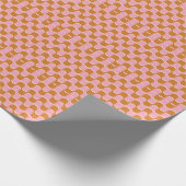 Papier Cadeau Les années 70 rétro : Motif ondulé rose or. (Coin)