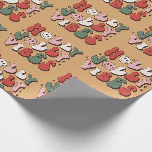 Papier Cadeau Les années 70 rétro Super et lumineux Père Noël (Coin)