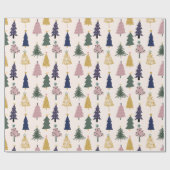 Papier Cadeau Les arbres de Noël colorés. Festif (Plat)