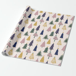 Papier Cadeau Les arbres de Noël colorés. Festif
