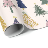 Papier Cadeau Les arbres de Noël colorés. Festif (Coin rond)