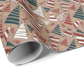 Papier Cadeau Les arbres de Noël en bois (Coin rond)