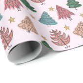 Papier Cadeau Les arbres de vacances (Coin rond)