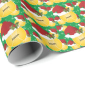 Papier Cadeau Les balles de tennis de Noël | Nom DO-IT-YOURSELF (Coin rond)