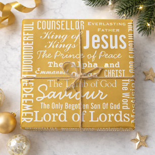 Papier Cadeau Les Beaux Noms de Jésus Or 
