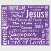 Papier Cadeau Les Beaux Noms de Jésus pourpre (Plat)