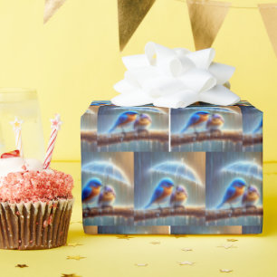 Papier Cadeau Les Bluebirds Sous Un Parapluie