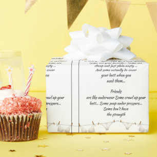 Papier Cadeau Les bons amis sont comme des sous-vêtements Citati