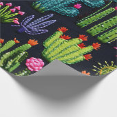 Papier Cadeau Les cactus et les fleurs du désert à la broderie (Coin)