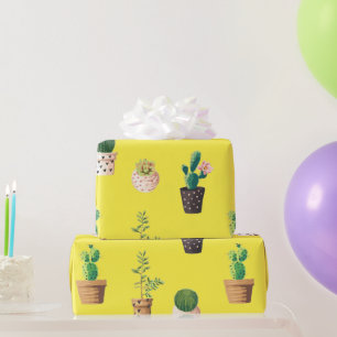 Papier Cadeau Les cactus succulents du désert vert dans les pots
