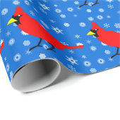Papier Cadeau Les Cardinaux rouges à la neige (Coin rond)