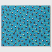 Papier Cadeau Les chats de Ninja avec Star Power en bleu (Plat)