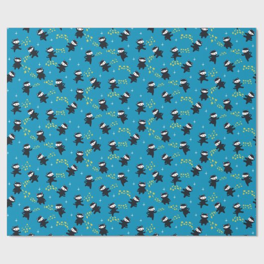 Papier Cadeau Les chats de Ninja avec Star Power en bleu (Plat)