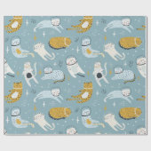 Papier Cadeau Les chats mignons dans l'espace idiot conviennent  (Plat)