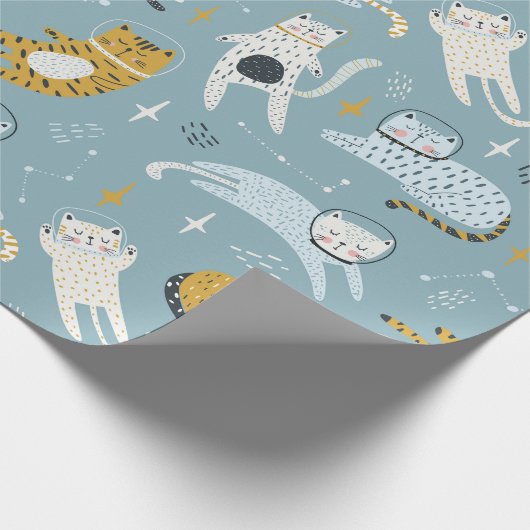 Papier Cadeau Les chats mignons dans l'espace idiot conviennent  (Coin)
