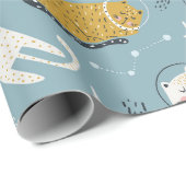 Papier Cadeau Les chats mignons dans l'espace idiot conviennent  (Coin rond)