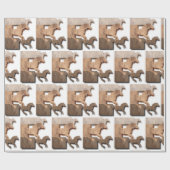 Papier Cadeau Les chevaux galopants silhouettes en bois (Plat)