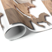 Papier Cadeau Les chevaux galopants silhouettes en bois (Coin rond)