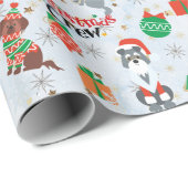 Papier Cadeau Les chiens de l'équipage de Noël en costume (Coin rond)