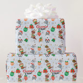 Papier Cadeau Les chiens de l'équipage de Noël en costume