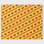 Papier Cadeau Les coeurs d'amour jaune et rouge. (Plat)