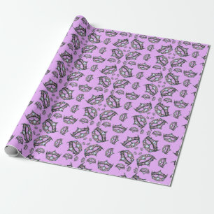 Papier Cadeau Les coeurs de la Reine argentent le cadeau lilas