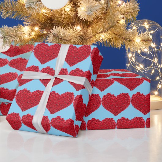 Papier Cadeau Les coeurs rouges sont une expression d'amour (Vacances)