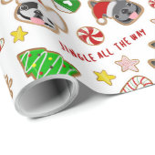 Papier Cadeau Les cookies de Noël français enveloppent le papier (Coin rond)