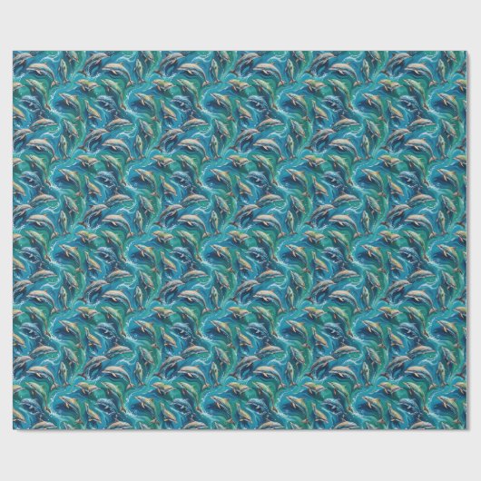 Papier Cadeau Les dauphins nagent (Plat)