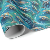 Papier Cadeau Les dauphins nagent (Coin rond)