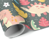 Papier Cadeau Les dinosaures ! Papier d'emballage (Coin rond)