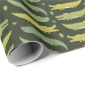 Papier Cadeau Les enfants de mignons alligators Crocodiles parla (Coin rond)