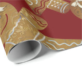 Papier Cadeau Les enfants en pain d'épice Noël (Coin rond)