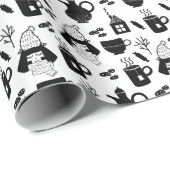 Papier Cadeau Les Enfants Mélangent Réchauffer Thé cacao Chocola (Coin rond)