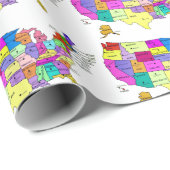 Papier Cadeau Les Etats-Unis tracent des noms et des capitaux (Coin rond)