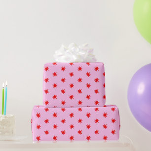 Papier Cadeau Les étoiles rouges et roses Saint-Valentin
