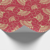Papier Cadeau Les fans d'or japonais en rouge (Coin)