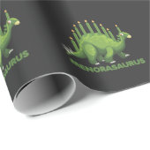 Papier Cadeau Les fans juifs de Hanoukka Dinosaur Menorah Jew Di (Coin rond)