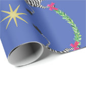 Papier Cadeau Les Fêtes en bleu (Coin rond)