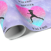 Papier Cadeau Les filles aiment le football (Coin rond)