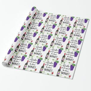 Papier Cadeau Les filles veulent juste avoir du vin !