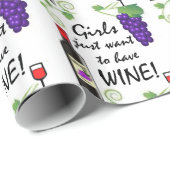 Papier Cadeau Les filles veulent juste avoir du vin ! (Coin rond)