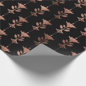 Papier Cadeau Les fleurs Art Déco Roses sur le noir (Coin)