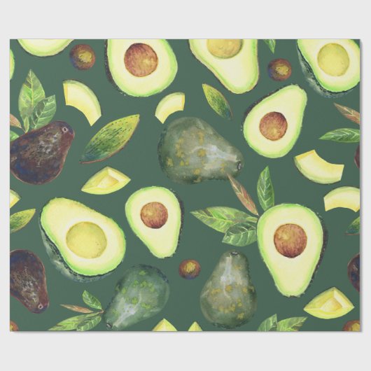Papier Cadeau Les fleurs d'Avocado | Motif de fruits rustiques v (Plat)