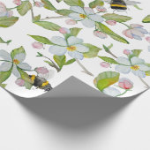 Papier Cadeau Les fleurs du jardin de printemps et les bourdons (Coin)