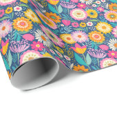 Papier Cadeau Les fleurs joyeux (Coin rond)