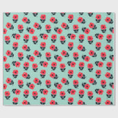 Papier Cadeau Les fleurs rouges décoratives monnayent le pois (Plat)