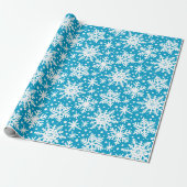 Papier Cadeau Les flocons blancs sur Aqua (Déroulé)