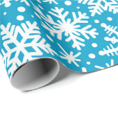 Papier Cadeau Les flocons blancs sur Aqua (Coin rond)
